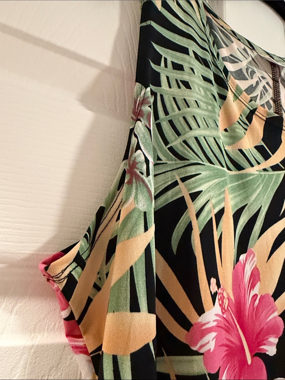 Attitudes by Renee Black Maxi Dress with Pink Floral and Green Leaf Print 1x - Picture 5 of 6